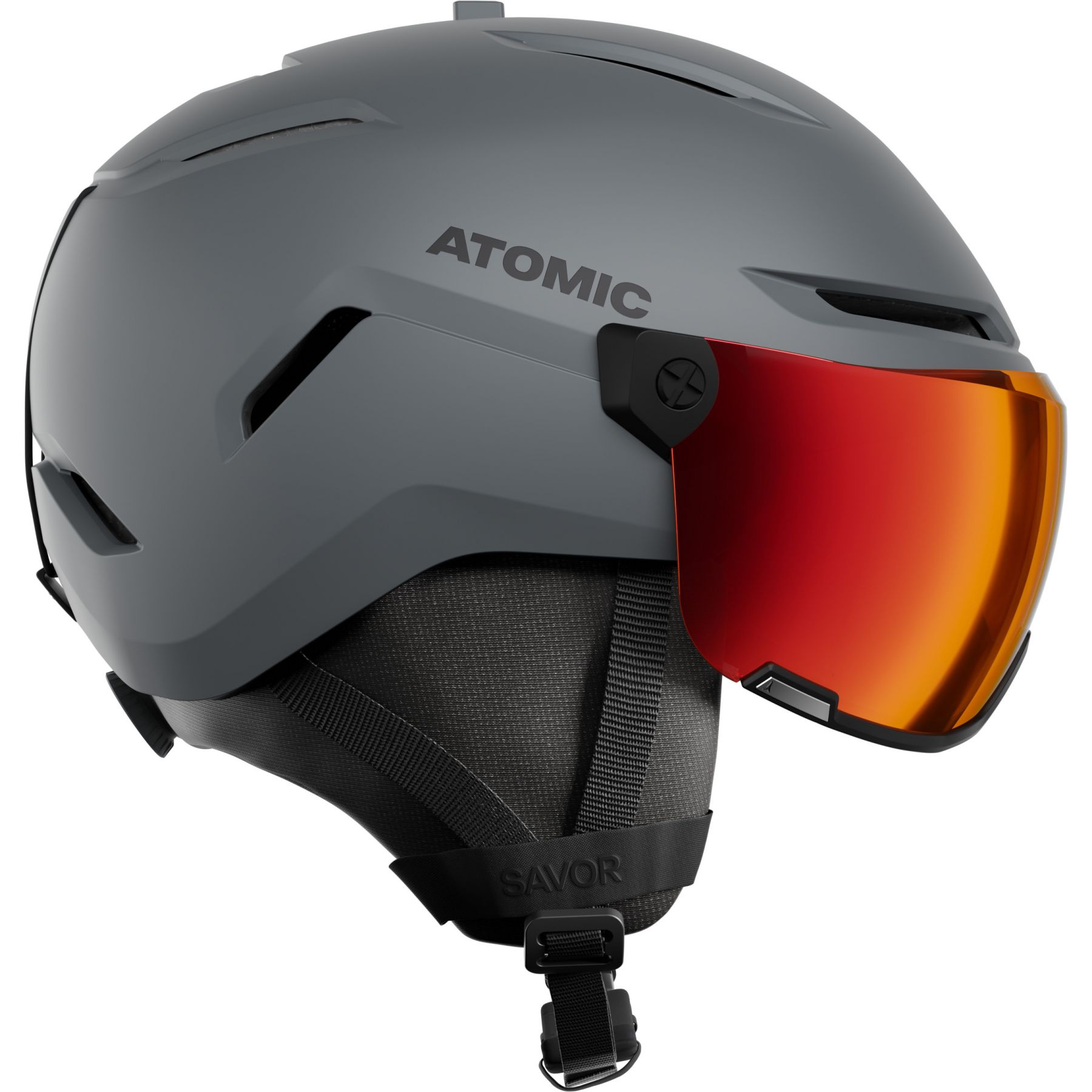 Atomic Savor Visor Stereo, skihjelm med visir, grå