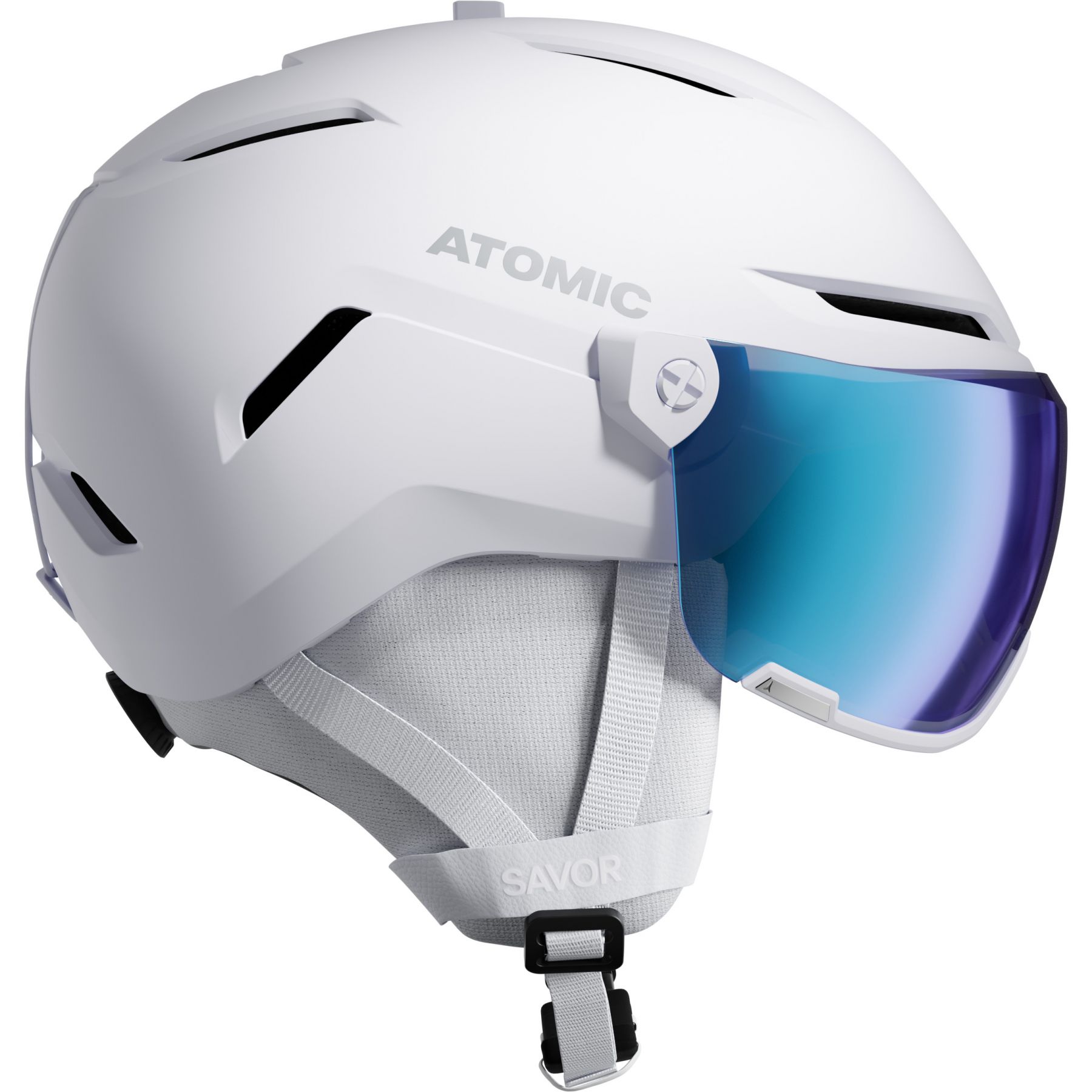 Atomic Savor Visor Stereo, skihjelm med visir, hvid