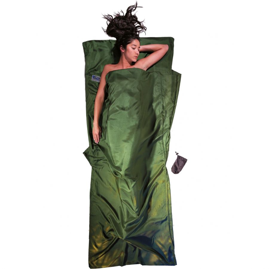 Cocoon Travelsheet,100% Silk, Dark Olive Green - Lagenpose