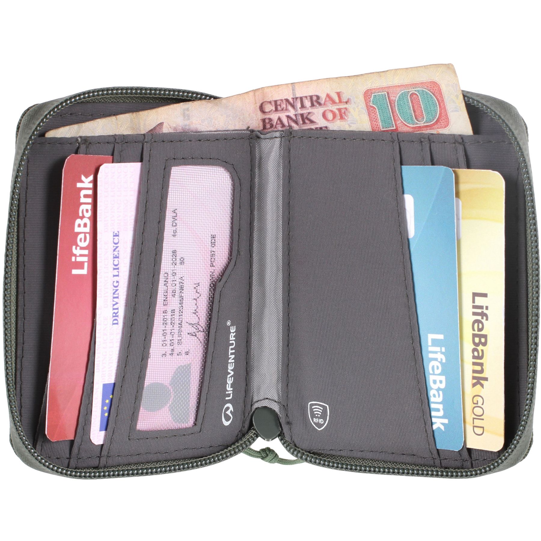 Lifeventure Rfid Bi-fold Wallet, Recycled, Olive - Pung