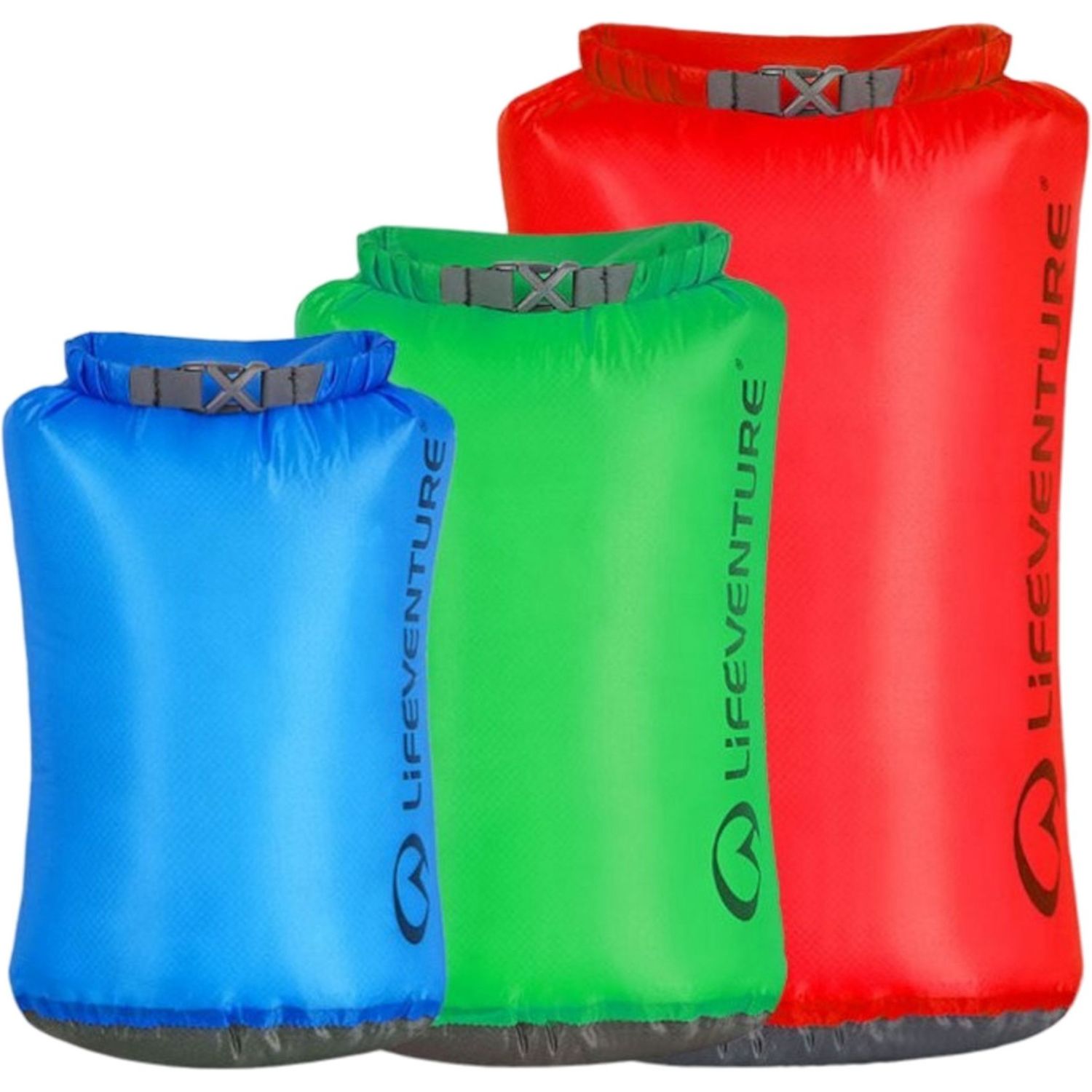 Lifeventure Ultralight Dry Bag Multipack Drybags 3-pak - 5/10/25 L - Multicolour