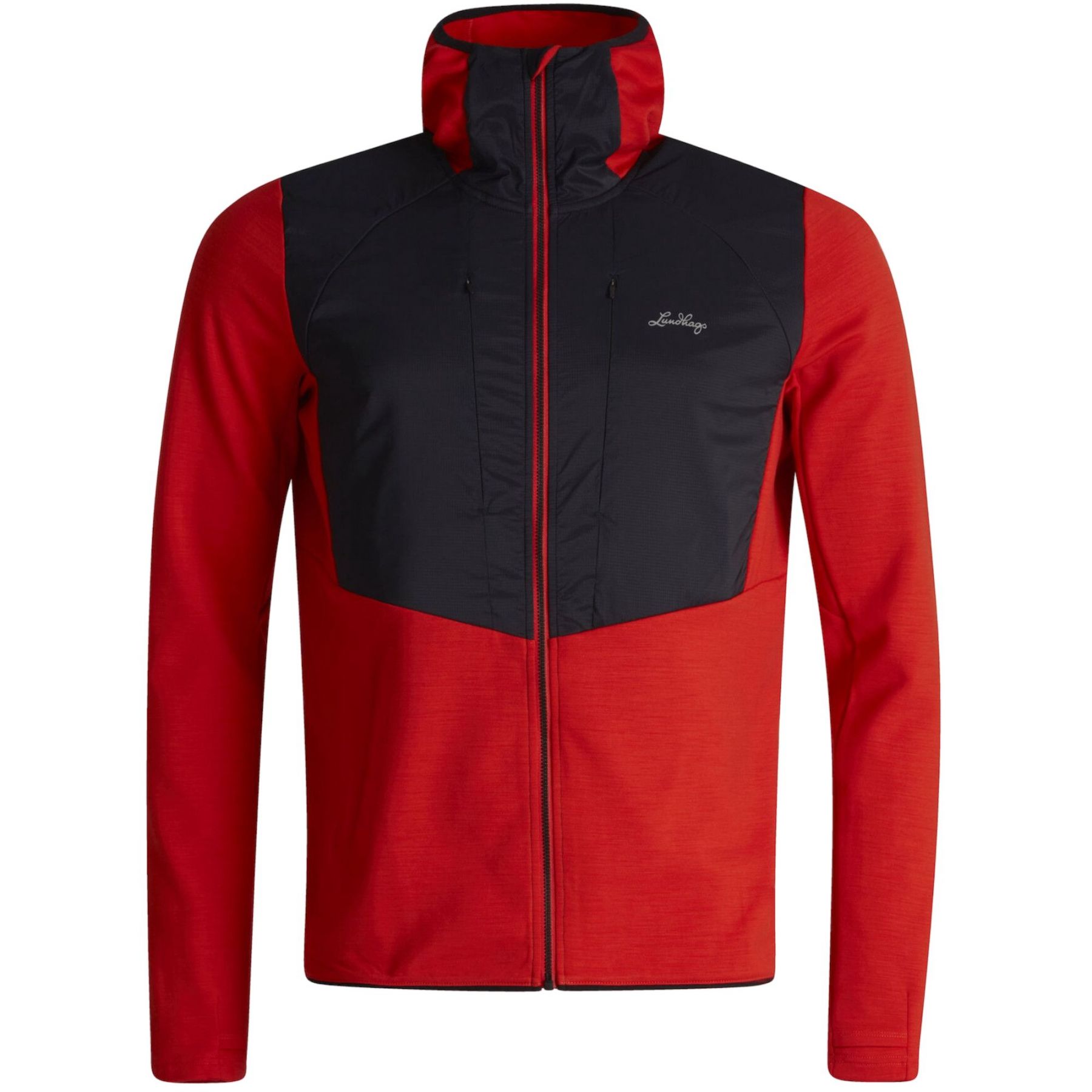 Lundhags Padje Merino Block Hoodie M, mellemlag, herre, rød Lundhags Padje Merino Block Hoodie M, mellemlag, herre, rød