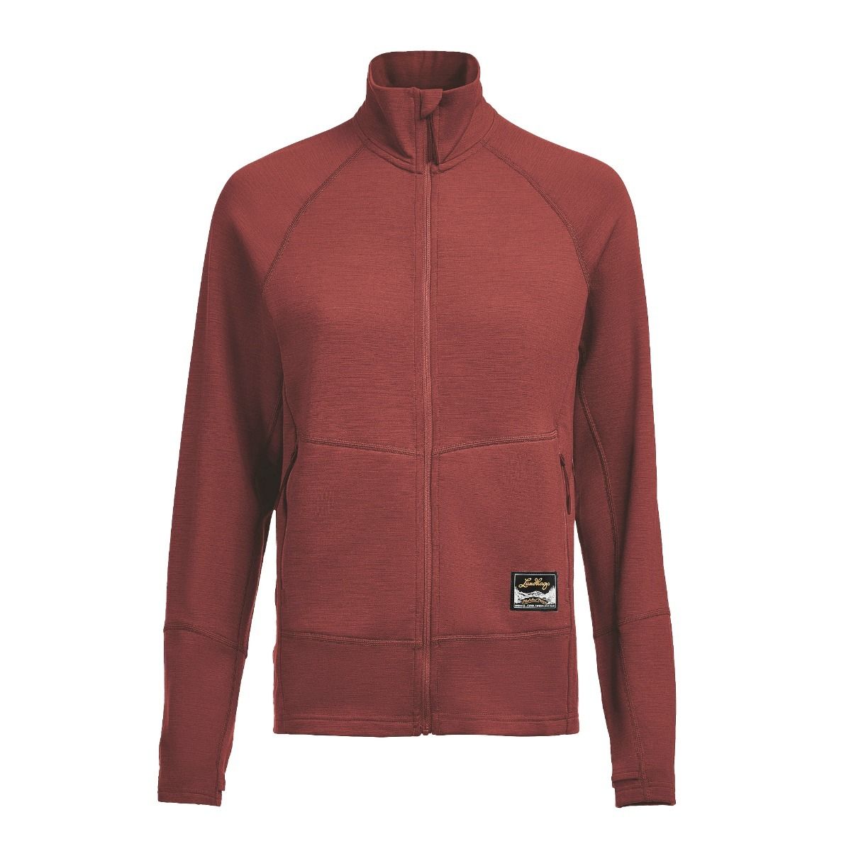 Lundhags Tived Merino Full Zip W, mellemlag, sort, rød