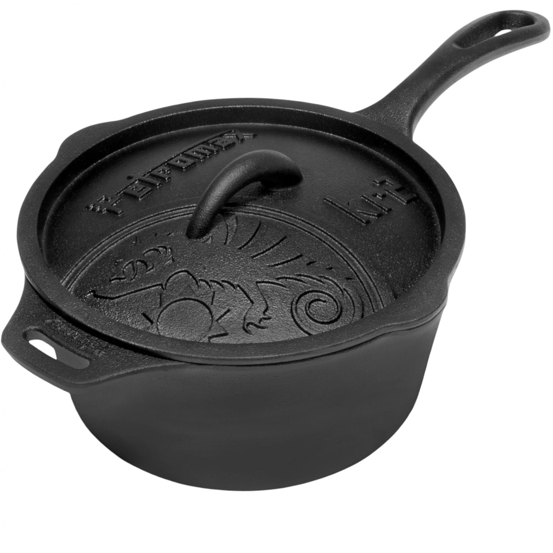 Petromax KR2 Cast-iron saucepan with lid, Sovsegryde med Låg, sort