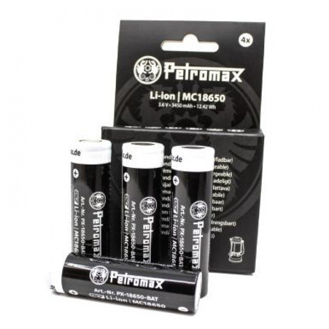 Petromax Rechargeable LI-ION Batteries 18650 3.6 V, 3450 MAH Pack Of 4, Batterier