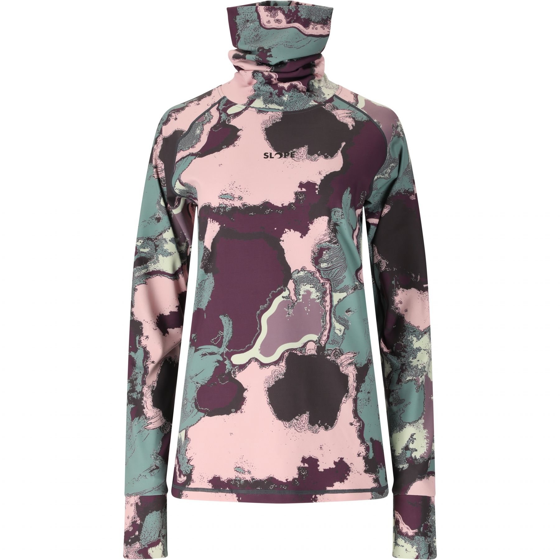 SLOPE Nyland AOP high neck midlayer, dame, north atlantic