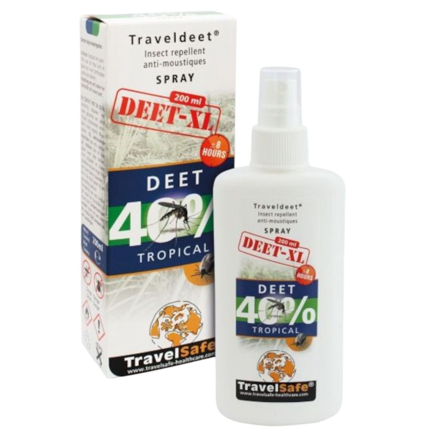 TravelSafe TravelDEET Myggespray 40%, XL, 200 ml.