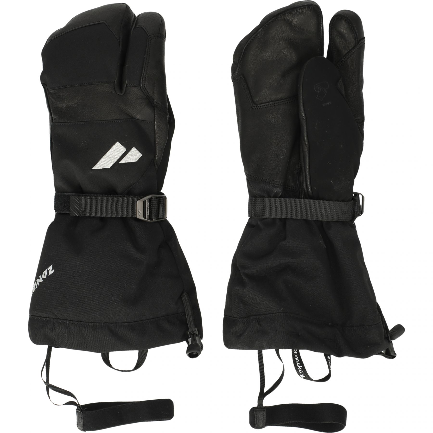 Zanier 80° North 3-finger, skihandsker, sort